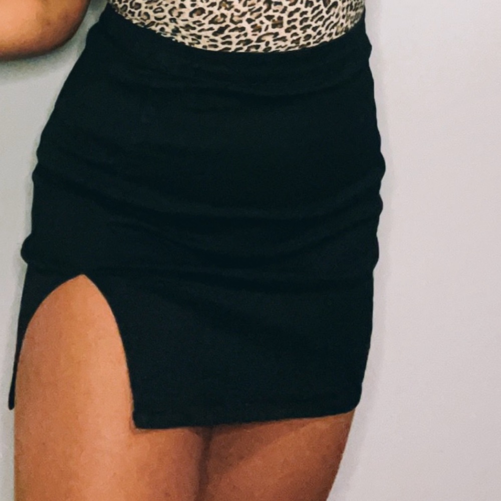 Slit Black Skirt